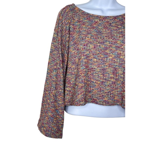 Anthropologie Daily Practice Open Back Flouncy Pullover Top Ribbed Space Dyed XS - Picture 5 of 11